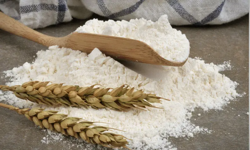 Wheat flour and ears of wheat