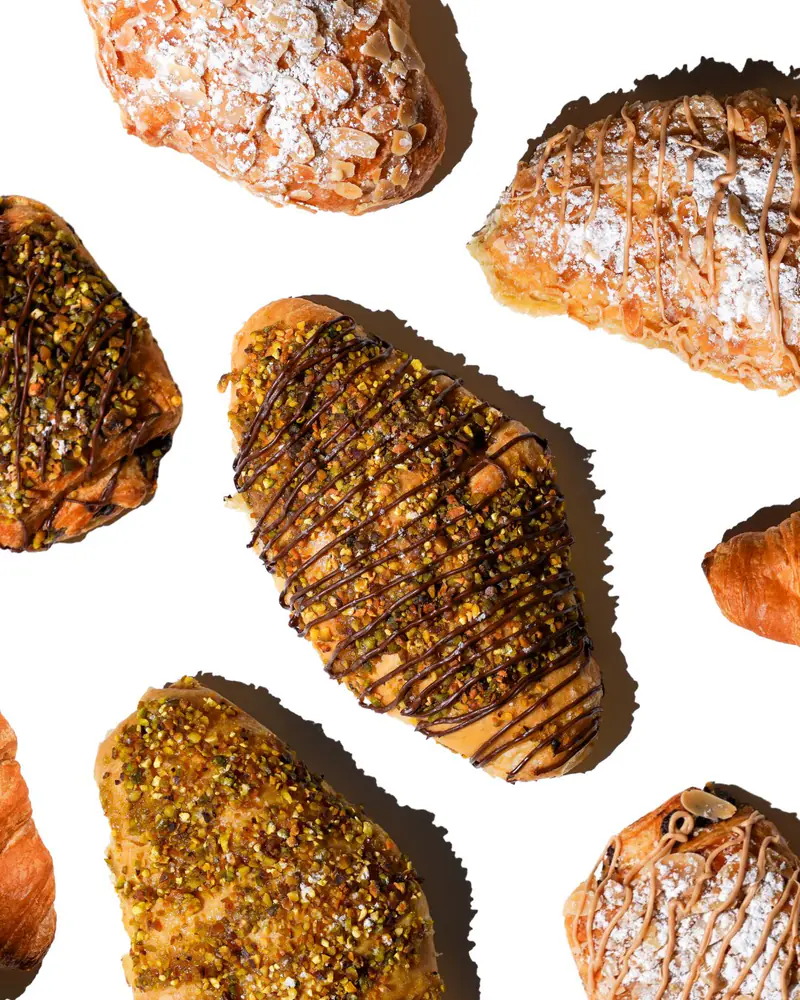 Janna croissants and pains au chocolat with pistachios and almonds
